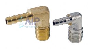 Hose Tail 90 Deg Elbow - Brass BSPT 1/8