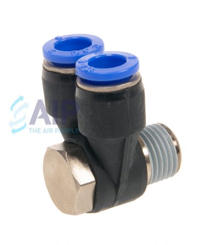 Push In Male Stud Dual Banjo BSPT/Metric 4-12mm od