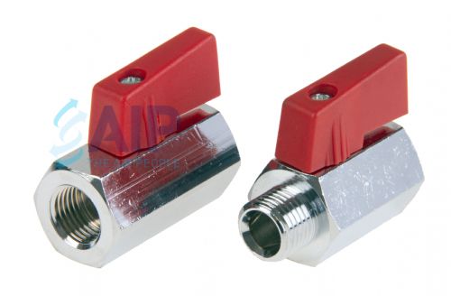Mini Ball Valves Red Handle F/F & M/F 1/8